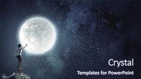  Presentation with moon - Audience pleasing slide deck consisting of standing on chair and reaching backdrop and a wine colored foreground