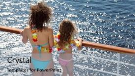  Presentation with daughter mother - Theme with standing on deck of ship background and a light gray colored foreground