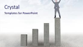  Presentation with composite - Audience pleasing PPT theme consisting of standing on graph post raising backdrop and a sky blue colored foreground