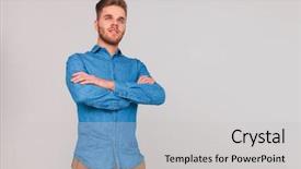  Presentation with confident - Presentation with standing on light grey background background and a light gray colored foreground