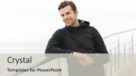  Presentation with black ethics - PPT layouts having standing on pier at seaside background and a light gray colored foreground