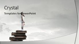  Presentation with toy - Amazing PPT layouts having standing on pile of book backdrop and a  colored foreground
