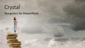  Presentation with toy - Amazing theme having standing on pile of book backdrop and a  colored foreground