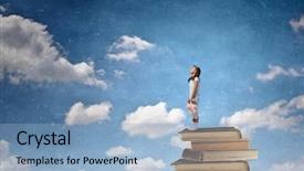  Presentation with hand cute dolls and toy - Cool new theme with standing on pile of book backdrop and a  colored foreground