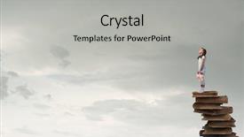  Presentation with baby animals - Slide set featuring standing on pile of book background and a  colored foreground