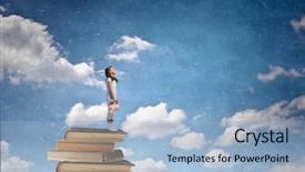  Presentation with toy - Slide set consisting of standing on pile of book background and a  colored foreground