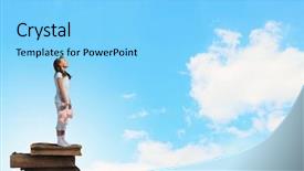  Presentation with baby animals - Slide deck having standing on pile of book background and a  colored foreground