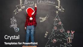  Presentation with child tree - Beautiful PPT layouts featuring hat standing on stool near backdrop and a dark gray colored foreground