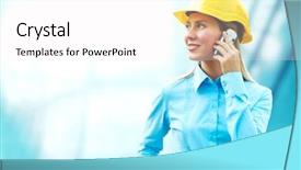  Presentation with medical protective wears - Amazing slides having standing on the building background backdrop and a  colored foreground