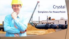  Presentation with architect - Slides with standing on the building background background and a  colored foreground