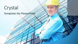  Presentation with medical protective wears - Beautiful presentation theme featuring standing on the building background backdrop and a  colored foreground