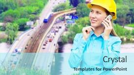  Presentation with architect - Slides with standing on the building background background and a  colored foreground