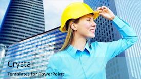  Presentation with architect - Beautiful presentation theme featuring standing on the building background backdrop and a  colored foreground