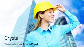  Presentation with architect - Beautiful presentation theme featuring standing on the building background backdrop and a  colored foreground