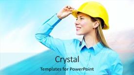  Presentation with architect - Colorful presentation theme enhanced with standing on the building background backdrop and a  colored foreground