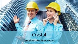  Presentation with medical protective wears - Colorful presentation theme enhanced with standing on the building background backdrop and a  colored foreground