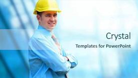  Presentation with architect - Colorful PPT theme enhanced with standing on the building background backdrop and a cool aqua colored foreground