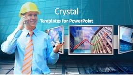  Presentation with medical protective wears - Presentation enhanced with standing on the building background background and a teal colored foreground