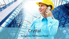  Presentation with medical protective wears - Beautiful PPT theme featuring standing on the building background backdrop and a  colored foreground