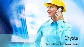  Presentation with architect - Beautiful presentation theme featuring standing on the building background backdrop and a  colored foreground