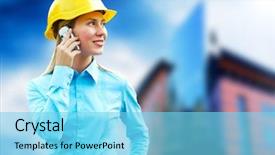  Presentation with medical protective wears - Audience pleasing slides consisting of standing on the building background backdrop and a light blue colored foreground