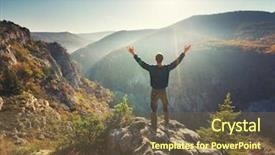  Presentation with luxury mountain nature - Beautiful theme featuring standing on the cliff conceptual backdrop and a tawny brown colored foreground