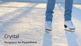  Presentation with ice rink - Beautiful slides featuring standing on winter ice rink backdrop and a light gray colored foreground