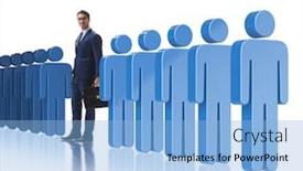 Presentation with crowd - Amazing presentation design having standing out from crowd concept with businessman backdrop and a light blue colored foreground