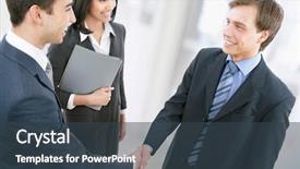  Presentation with shaking hands - Colorful slide set enhanced with standing ovation - business people shaking hands backdrop and a tawny brown colored foreground