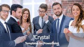  Presentation with business partner - Theme enhanced with standing ovation - business shaking hands with business background and a ocean colored foreground