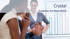  Presentation with jolly - Cool new presentation design with standing ovation - jolly business team applauding backdrop and a sky blue colored foreground