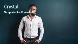  Presentation with dark blue coloured - PPT layouts featuring standing over dark blue background background and a ocean colored foreground