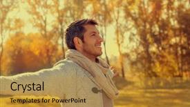  Presentation with sky diving man falling - Audience pleasing slide set consisting of standing sunset enjoying the falling backdrop and a gold colored foreground