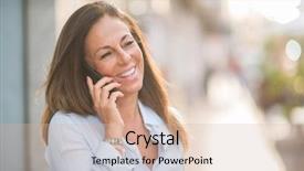  Presentation with beautiful hispanic woman - Audience pleasing presentation consisting of standing talking on the phone backdrop and a lemonade colored foreground