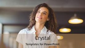  Presentation with coffee shop - Cool new PPT theme with standing thoughtful woman looking away at the coffee shop backdrop and a coral colored foreground