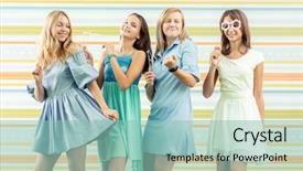  Presentation with colorful birthday frame party - Presentation theme enhanced with standing together and toy shape background and a mint green colored foreground