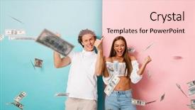  Presentation with octagon two mma fighters standing - Colorful theme enhanced with standing under money banknotes shower backdrop and a lemonade colored foreground