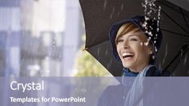  Presentation with under umbrella - PPT layouts consisting of standing under umbrella in rain background and a light blue colored foreground