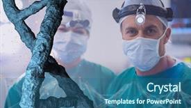  Presentation with dna - Presentation design with standing with 3d dna strands background and a  colored foreground