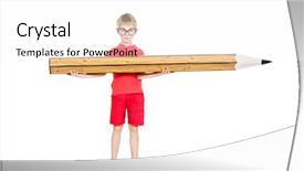  Presentation with education cute - Amazing slide set having standing with a huge pencil backdrop and a  colored foreground