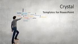  Presentation with words back to school - Beautiful slide set featuring standing with back and writing backdrop and a light gray colored foreground