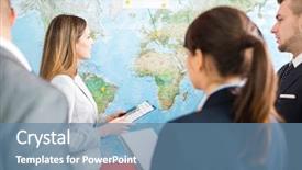  Presentation with old nautical vintage world map - Slide deck having standing with colleagues in convention background and a seafoam green colored foreground