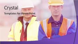  Presentation with insulation worker harassment workplace - Beautiful slide deck featuring standing with coworker in shipping backdrop and a lemonade colored foreground