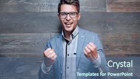  Presentation with confident - Audience pleasing slide deck consisting of standing with folded arms again backdrop and a  colored foreground