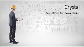  Presentation with architecture construction - Amazing slide deck having standing with graphs chart backdrop and a light gray colored foreground