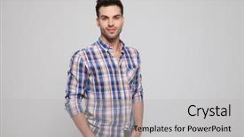  Presentation with grey plain - Audience pleasing PPT theme consisting of standing with hands in pocket backdrop and a light gray colored foreground