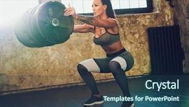  Presentation with heavy weight - Presentation theme with standing with heavy weight barrel background and a ocean colored foreground