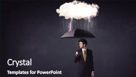 Presentation with storm - Presentation design featuring standing with umbrella and little background and a dark gray colored foreground
