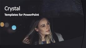  Presentation with rainfall - Amazing PPT theme having standing with umbrella under rainfall backdrop and a dark gray colored foreground