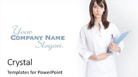  Presentation with medical worker - Amazing presentation theme having standing-young-medical-worker-holding backdrop and a  colored foreground